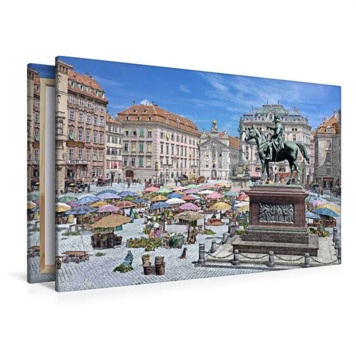 Toile textile haut de gamme Toile textile haut de gamme 120 cm x 80 cm paysage Vienne - Hof (Place du marché) 