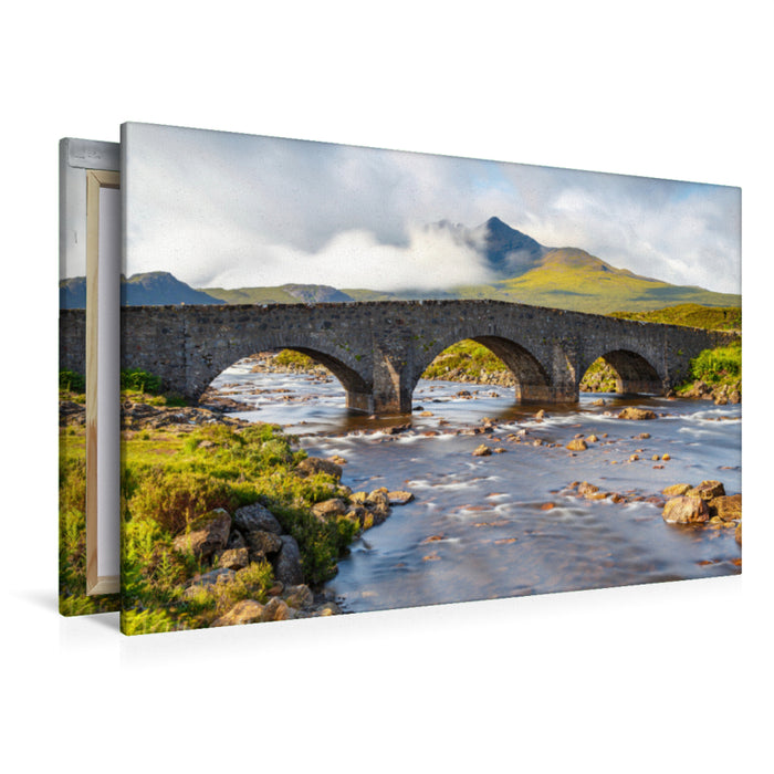 Toile textile haut de gamme Toile textile haut de gamme 120 cm x 80 cm paysage Sligachan Old Bridge, île de Skye, Écosse 