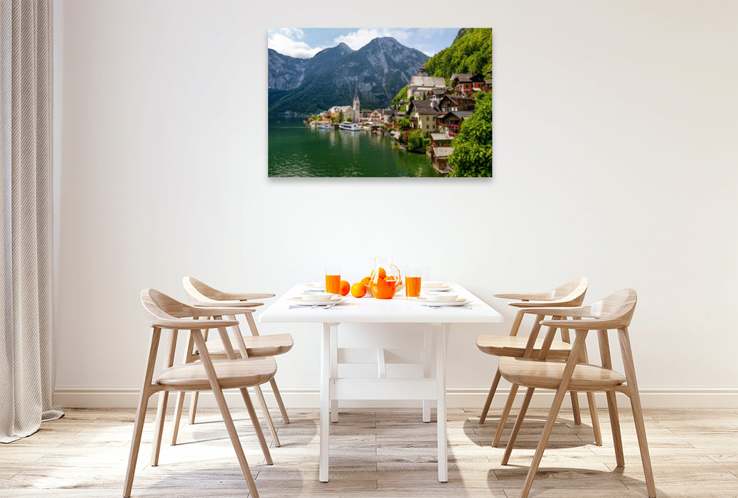 Toile textile haut de gamme Toile textile haut de gamme 120 cm x 80 cm paysage Hallstatt - quelle ville à couper le souffle 