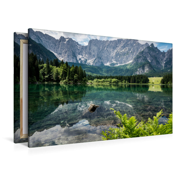 Toile textile haut de gamme Toile textile haut de gamme 120 cm x 80 cm paysage Lago di Fusine Superiore 