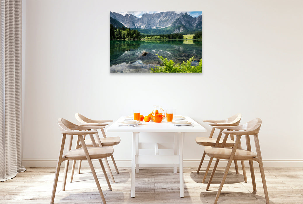 Toile textile haut de gamme Toile textile haut de gamme 120 cm x 80 cm paysage Lago di Fusine Superiore 