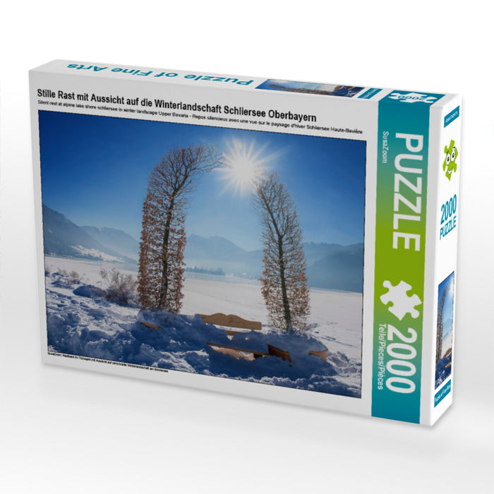 Stille Rast mit Aussicht auf die Winterlandschaft Schliersee Oberbayern - CALVENDO Foto-Puzzle - calvendoverlag 39.99