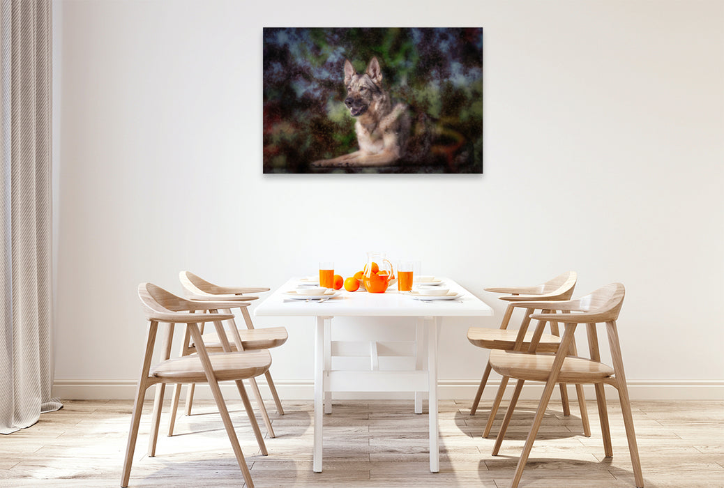 Premium textile canvas Premium textile canvas 120 cm x 80 cm landscape German Shepherd 