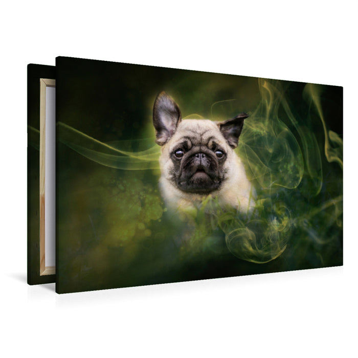 Premium textile canvas Premium textile canvas 120 cm x 80 cm landscape Pug 