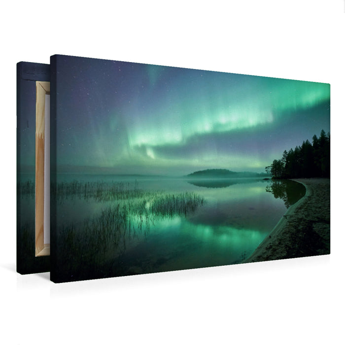 Premium textile canvas Premium textile canvas 75 cm x 50 cm landscape Foggy night in Sweden 