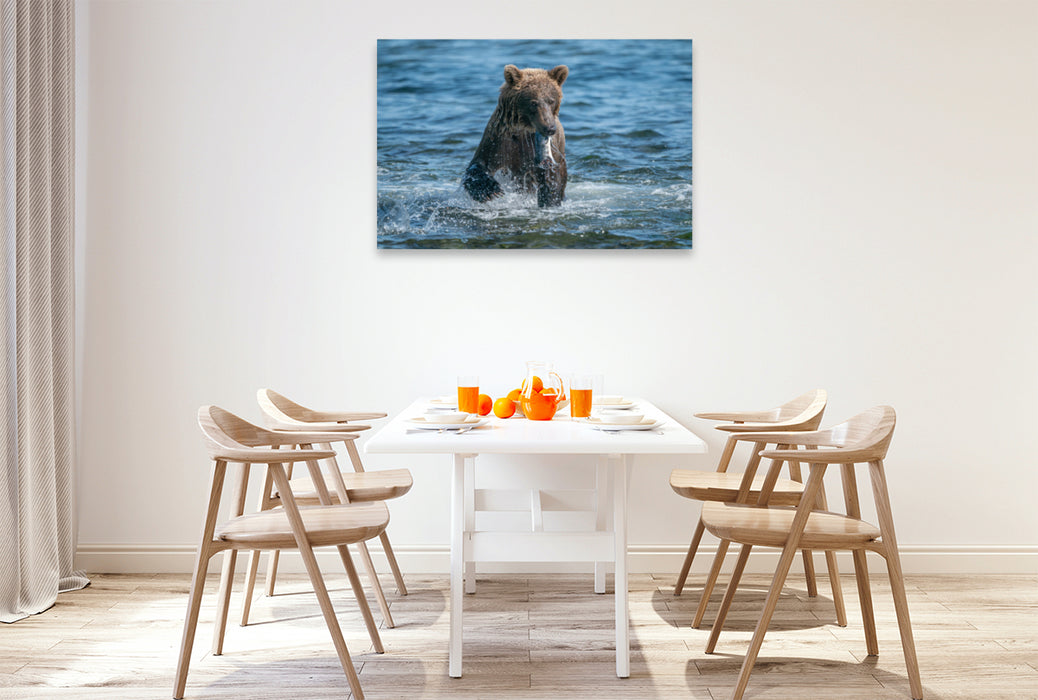 Premium textile canvas Premium textile canvas 120 cm x 80 cm landscape Bathing makes you so hungry! 