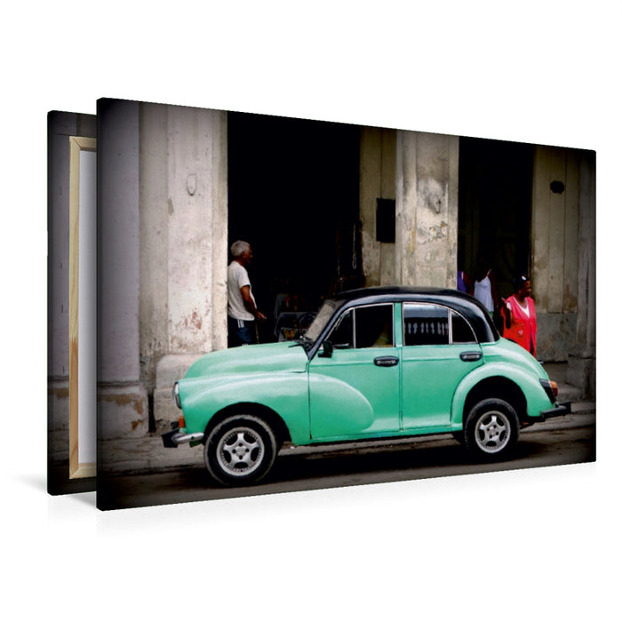 Premium Textil-Leinwand Premium Textil-Leinwand 120 cm x 80 cm quer Morris Minor in Havanna - Ein Motiv aus dem Kalender "Auto-Legenden - British Classics"