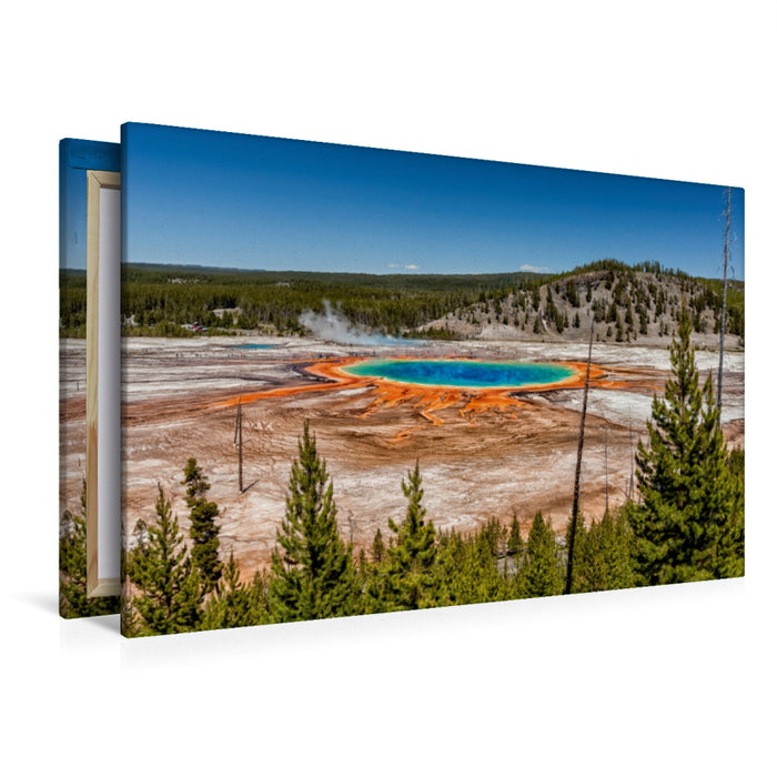 Premium Textil-Leinwand Premium Textil-Leinwand 120 cm x 80 cm quer Grand Prismatic Spring, Yellowstone Nationalpark,Wyoming