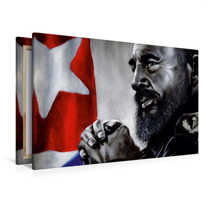 Premium Textil-Leinwand Premium Textil-Leinwand 120 cm x 80 cm quer FIDEL CASTRO - Führer der kubanischen Revolution