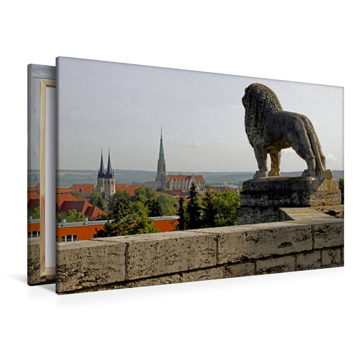 Premium Textil-Leinwand Premium Textil-Leinwand 120 cm x 80 cm quer Löwendenkmal in Mühlhausen (Thüringen)