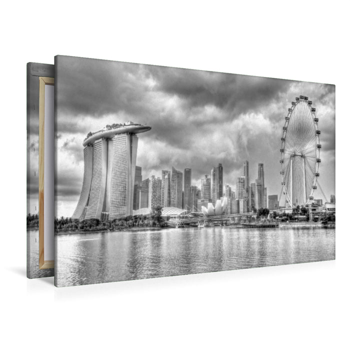 Premium Textil-Leinwand Premium Textil-Leinwand 120 cm x 80 cm quer Singapore Skyline bei Tag