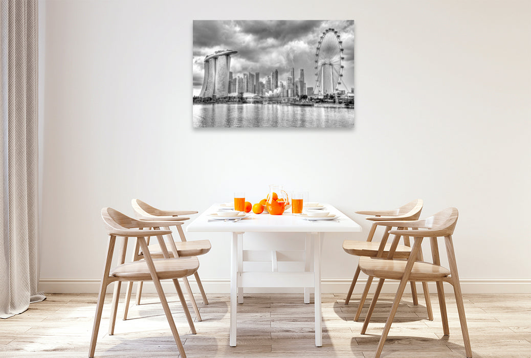 Premium Textil-Leinwand Premium Textil-Leinwand 120 cm x 80 cm quer Singapore Skyline bei Tag