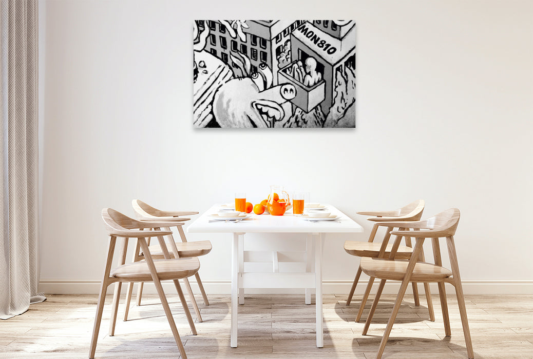 Premium Textil-Leinwand Premium Textil-Leinwand 120 cm x 80 cm quer Ein Motiv aus dem Kalender Schwarz Weiße Graffiti Impressionen aus Bielefeld