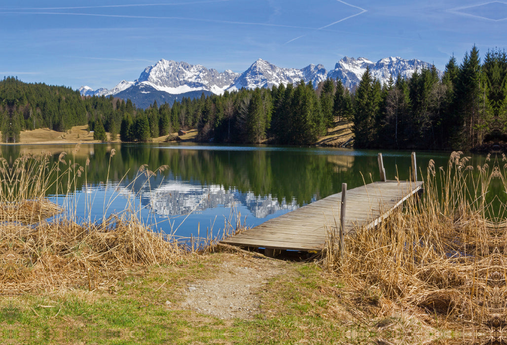 Premium textile canvas Premium textile canvas 90 cm x 60 cm landscape Upper Bavaria Geroldsee and Karwendel Mountains 