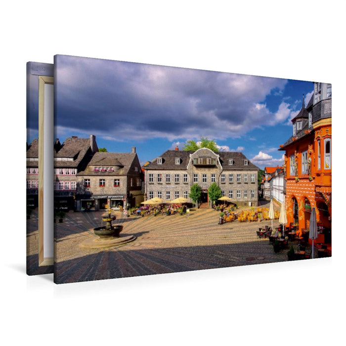 Premium Textil-Leinwand Premium Textil-Leinwand 120 cm x 80 cm quer Marktplatz in Goslar