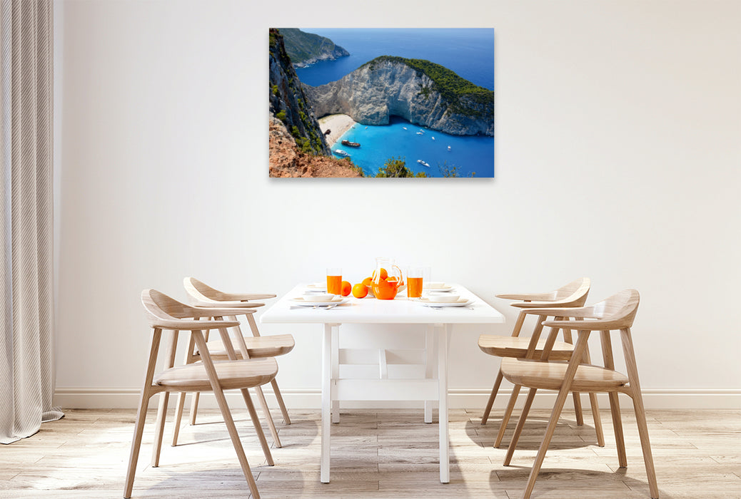 Toile textile haut de gamme Toile textile haut de gamme 120 cm x 80 cm paysage Navagio Beach Zakynthos 