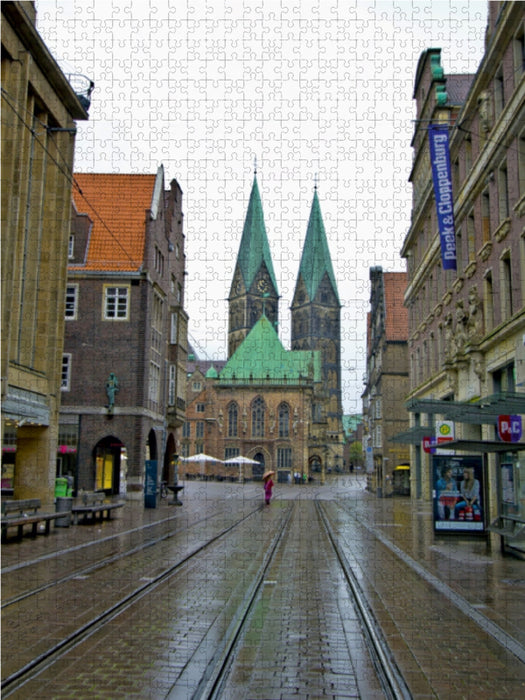 Bremen - Im Hintergrund der St.Petri Dom, 13.Jahrhundert, davor das Rathaus - CALVENDO Foto-Puzzle - calvendoverlag 29.99