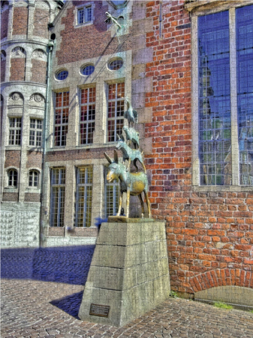 Bremen - Das bekannteste Wahrzeichen der Stadt, die Stadtmusikanten von 1953 - CALVENDO Foto-Puzzle - calvendoverlag 29.99