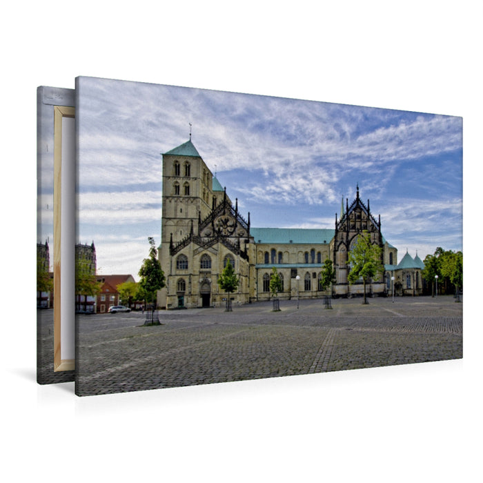 Premium Textil-Leinwand Premium Textil-Leinwand 120 cm x 80 cm quer Münster - Der St. Paulus-Dom ist in seiner heutigen Gestalt ein Werk des 13. Jahrhunderts