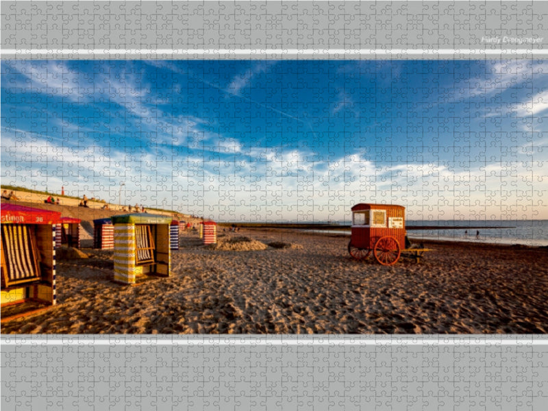 Borkum, Badekarren im Sonnenuntergang - CALVENDO Foto-Puzzle - calvendoverlag 29.99