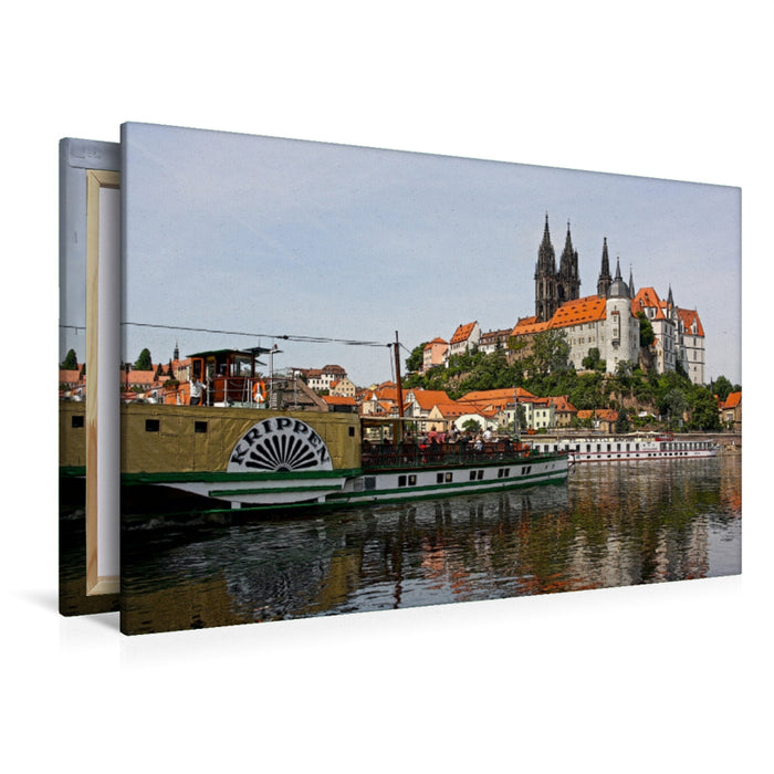 Premium Textil-Leinwand Premium Textil-Leinwand 120 cm x 80 cm quer Blick über die Elbe auf Meißen