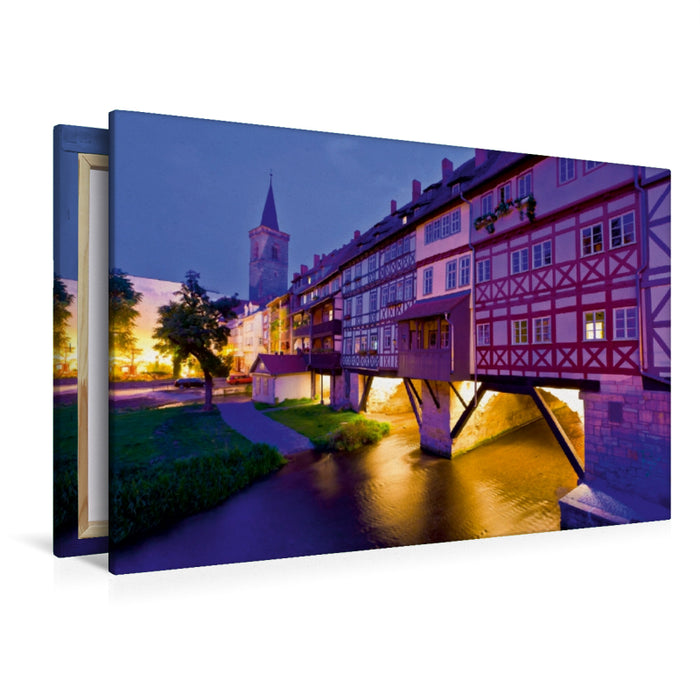 Premium Textil-Leinwand Premium Textil-Leinwand 120 cm x 80 cm quer Krämerbrücke über die Gera in Erfurt