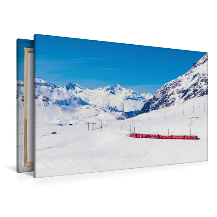 Premium Textil-Leinwand Premium Textil-Leinwand 120 cm x 80 cm quer Rhätische Bahn am Bernina Pass