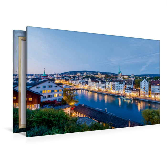 Premium Textil-Leinwand Premium Textil-Leinwand 120 cm x 80 cm quer Limmat-Quai an der Limmat in Zürich