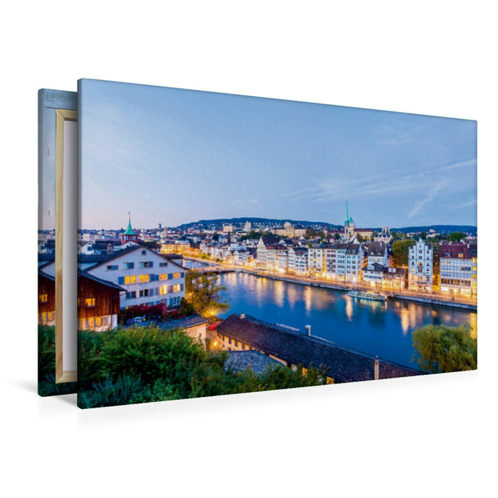 Premium Textil-Leinwand Premium Textil-Leinwand 120 cm x 80 cm quer Blick vom Lindenhof über die Limmat zum Limmatquai