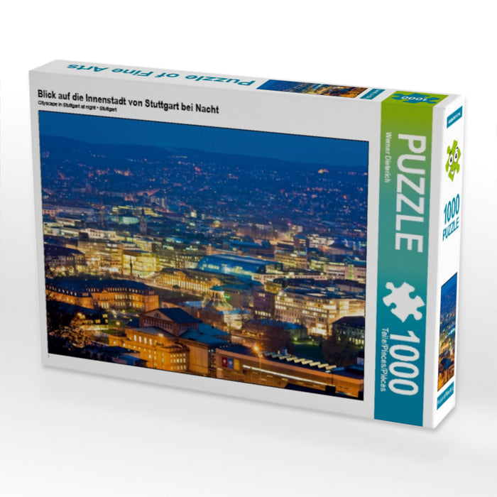 Blick auf die Innenstadt von Stuttgart bei Nacht - CALVENDO Foto-Puzzle - calvendoverlag 29.99