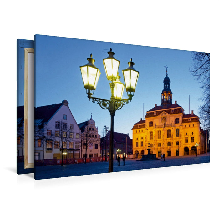 Premium Textil-Leinwand Premium Textil-Leinwand 120 cm x 80 cm quer Rathaus, Lüneburg