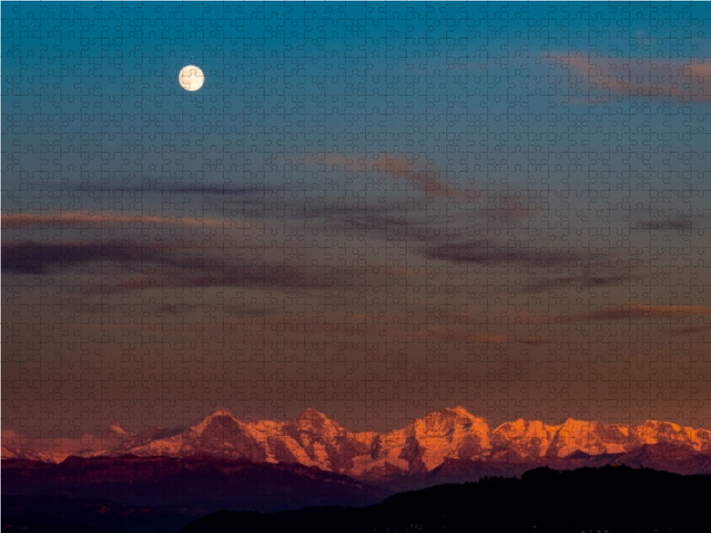 Mondaufgang über den Berner Alpen - CALVENDO Foto-Puzzle - calvendoverlag 29.99