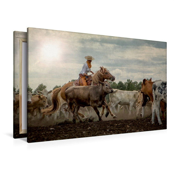 Premium Textil-Leinwand Premium Textil-Leinwand 120 cm x 80 cm quer Westernreiten