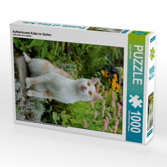 Aufmerksame Katze im Garten - CALVENDO Foto-Puzzle - calvendoverlag 29.99