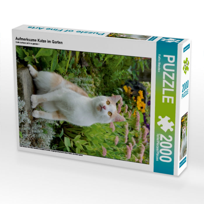 Aufmerksame Katze im Garten - CALVENDO Foto-Puzzle - calvendoverlag 29.99