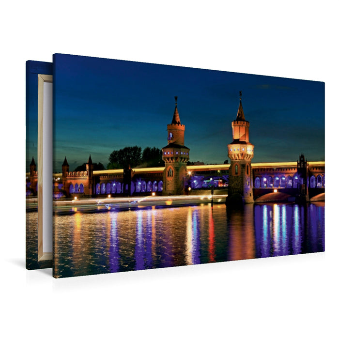 Premium Textil-Leinwand Premium Textil-Leinwand 120 cm x 80 cm quer Verkehr in Berlin - Oberbaumbrücke