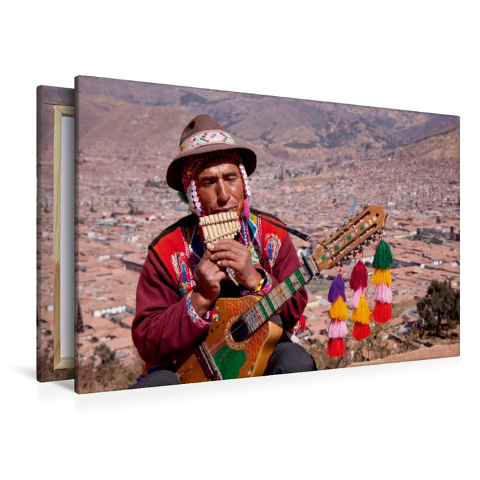 Premium Textil-Leinwand Premium Textil-Leinwand 120 cm x 80 cm quer Straßenmusiker, Cuzco