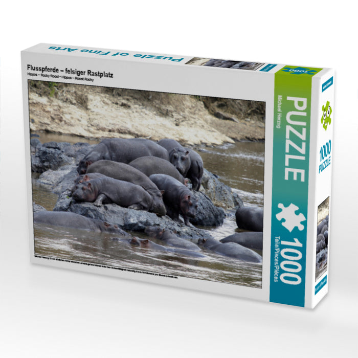 Flusspferde – felsiger Rastplatz - CALVENDO Foto-Puzzle - calvendoverlag 29.99