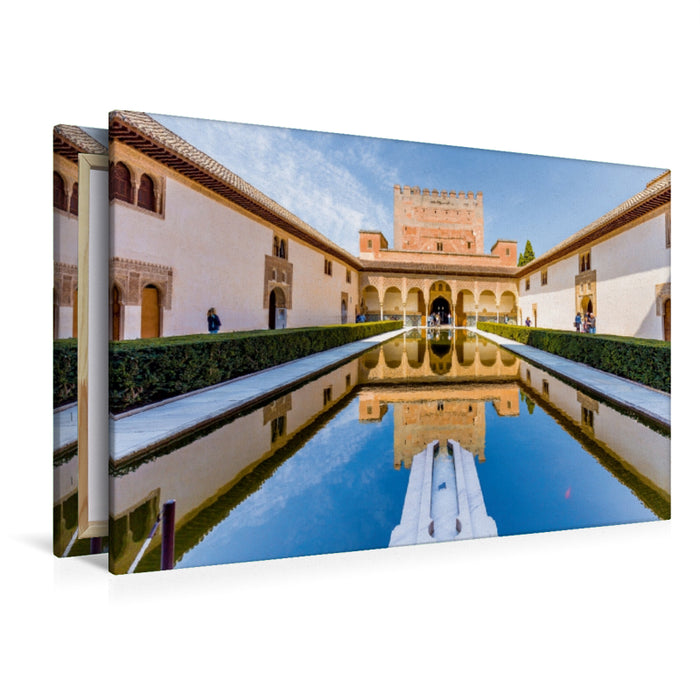 Premium Textil-Leinwand Premium Textil-Leinwand 120 cm x 80 cm quer Comares Palast mit Myrtenhof in der Alhambra, Granada, Spanien