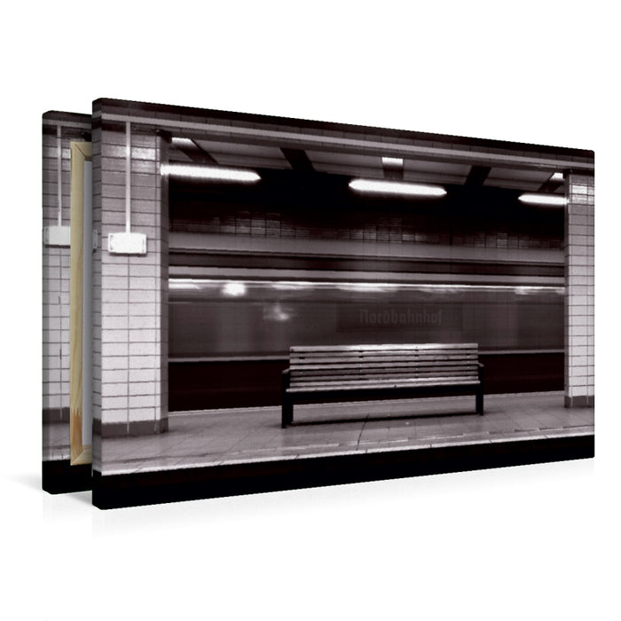 Premium Textil-Leinwand Premium Textil-Leinwand 90 cm x 60 cm quer Geister-Bahnhof am Nordbahnhof in Berlin