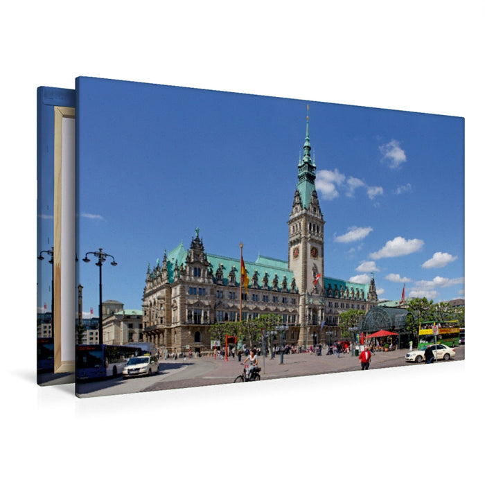 Premium Textil-Leinwand Premium Textil-Leinwand 120 cm x 80 cm quer Rathaus, Hamburg