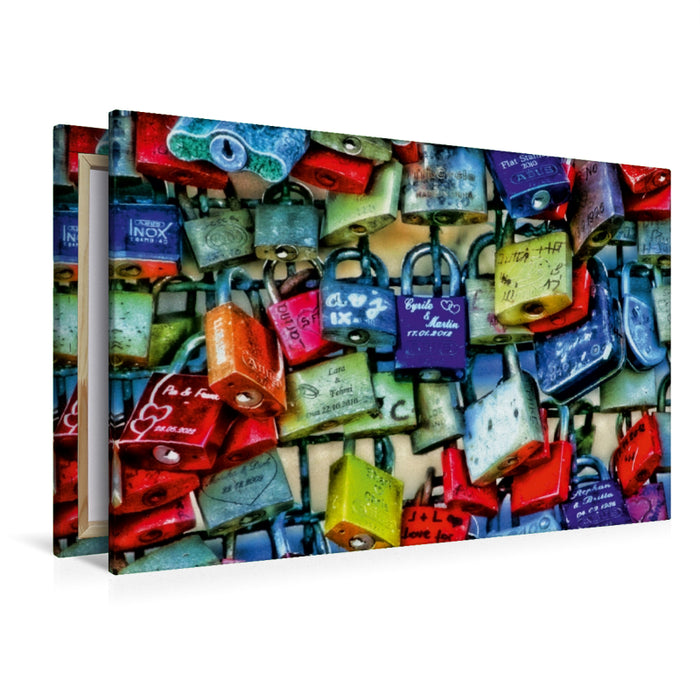 Premium Textil-Leinwand Premium Textil-Leinwand 120 cm x 80 cm quer Ein Motiv aus dem Kalender Kölner Schlösser surreal ins Licht gestellt