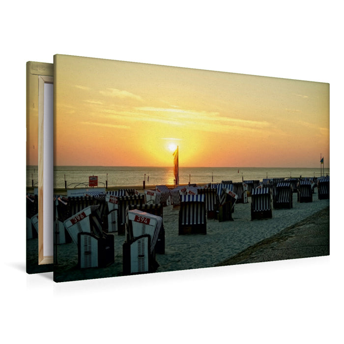 Premium Textil-Leinwand Premium Textil-Leinwand 120 cm x 80 cm quer Norderney - Abend auf der Strandpromenade