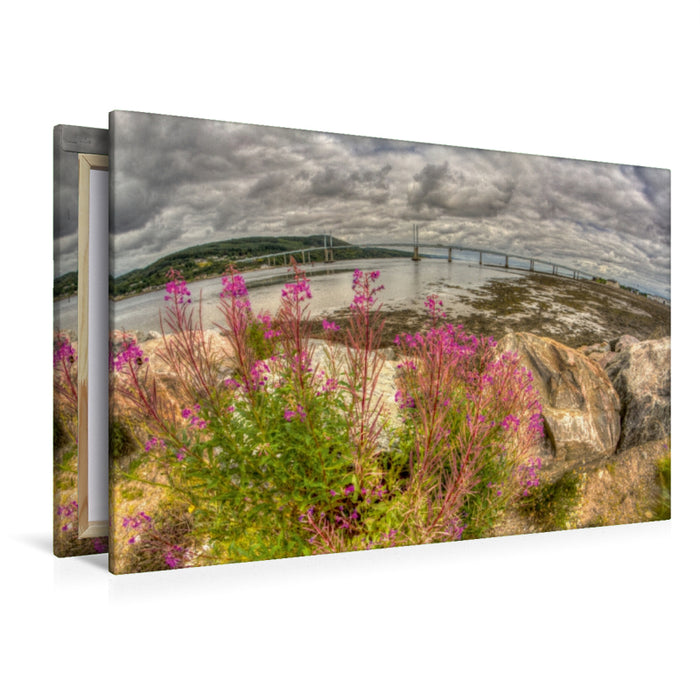 Toile textile haut de gamme Toile textile haut de gamme 120 cm x 80 cm paysage Longing Scotland - Le pont Kessock sur le Beauly Firth à Inverness 