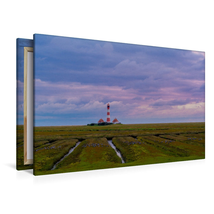 Toile textile haut de gamme Toile textile haut de gamme 120 cm x 80 cm paysage Phare Westerheversand 