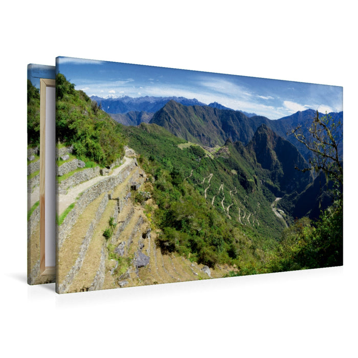 Premium Textil-Leinwand Premium Textil-Leinwand 120 cm x 80 cm quer Machu Picchu, 2.360 m ü. M., Peru