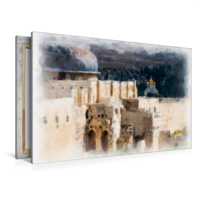 Toile textile haut de gamme Toile textile haut de gamme 120 cm x 80 cm paysage Mont du Temple avec mosquée al-Aqsa 