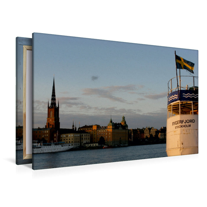 Premium Textil-Leinwand Premium Textil-Leinwand 120 cm x 80 cm quer Blick nach Riddarholmen