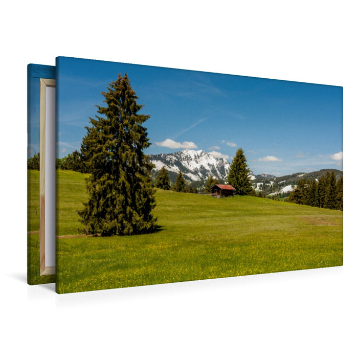 Premium Textil-Leinwand Premium Textil-Leinwand 120 cm x 80 cm quer Blick auf den Grünten