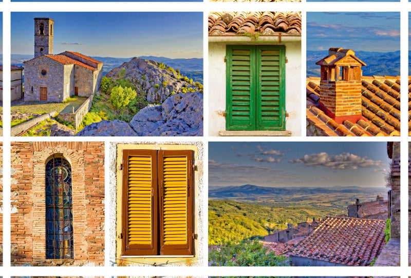 Toile textile haut de gamme Toile textile haut de gamme 120 cm x 80 cm Paysage Longing Toscane - impressions du style architectural méditerranéen 